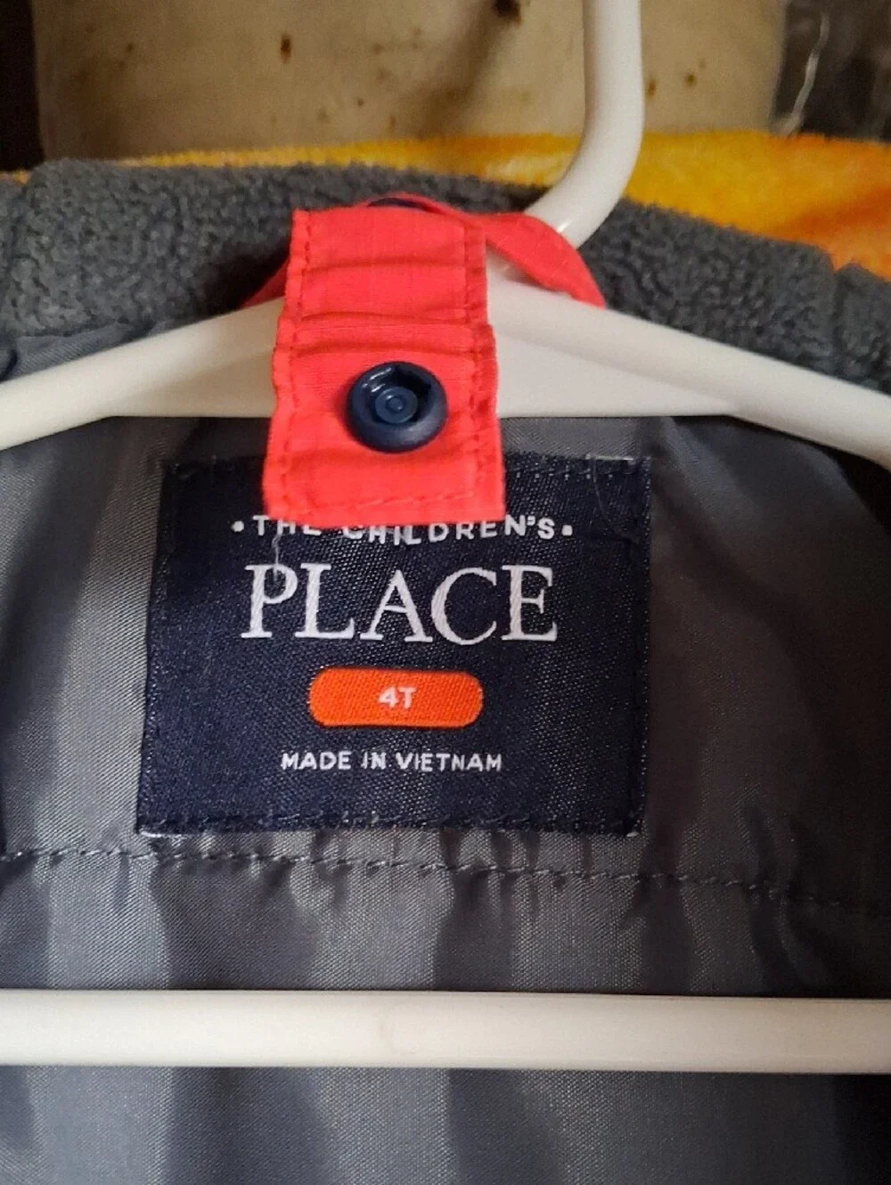 The Children's Place Orange & Navy Colorblock Hooded Puffer Jacket